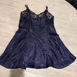 Victoria's Secret Vintage Lace Slip Dress M Medium  Blue Y2K Gold Label Feminine